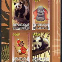 Djibouti 2009 Pandas and Disney Characters #1 imperf sheetlet containing 4 values unmounted mint