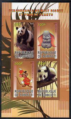 Djibouti 2009 Pandas and Disney Characters #1 imperf sheetlet containing 4 values unmounted mint
