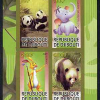 Djibouti 2009 Pandas and Disney Characters #2 imperf sheetlet containing 4 values unmounted mint