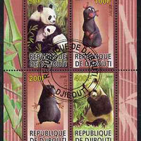 Djibouti 2009 Pandas and Disney Characters #3 perf sheetlet containing 4 values fine cto used
