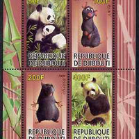 Djibouti 2009 Pandas and Disney Characters #3 perf sheetlet containing 4 values unmounted mint