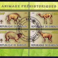 Djibouti 2009 Prehistoric Animals with Scout Logo #1 perf sheetlet containing 4 values fine cto used