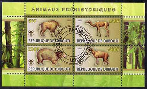 Djibouti 2009 Prehistoric Animals with Scout Logo #1 perf sheetlet containing 4 values fine cto used