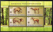 Djibouti 2009 Prehistoric Animals with Scout Logo #1 perf sheetlet containing 4 values unmounted mint