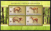Djibouti 2009 Prehistoric Animals with Scout Logo #1 imperf sheetlet containing 4 values unmounted mint