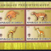 Djibouti 2009 Prehistoric Animals with Scout Logo #2 perf sheetlet containing 4 values unmounted mint