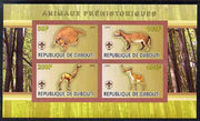 Djibouti 2009 Prehistoric Animals with Scout Logo #2 imperf sheetlet containing 4 values unmounted mint