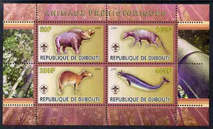 Djibouti 2009 Prehistoric Animals with Scout Logo #3 perf sheetlet containing 4 values unmounted mint