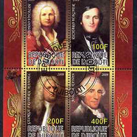 Djibouti 2009 Classic Composers #1 perf sheetlet containing 4 values fine cto used