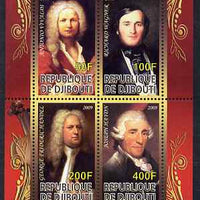 Djibouti 2009 Classic Composers #1 perf sheetlet containing 4 values unmounted mint