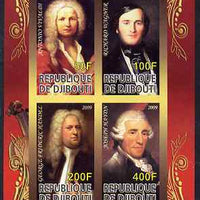 Djibouti 2009 Classic Composers #1 imperf sheetlet containing 4 values unmounted mint
