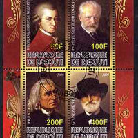 Djibouti 2009 Classic Composers #2 perf sheetlet containing 4 values fine cto used