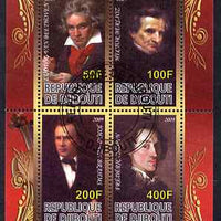 Djibouti 2009 Classic Composers #3 perf sheetlet containing 4 values fine cto used