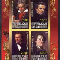 Djibouti 2009 Classic Composers #3 imperf sheetlet containing 4 values unmounted mint