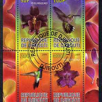 Djibouti 2009 Orchids and Humming Birds #1 perf sheetlet containing 4 values fine cto used