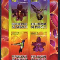 Djibouti 2009 Orchids and Humming Birds #1 imperf sheetlet containing 4 values unmounted mint
