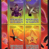 Djibouti 2009 Orchids and Humming Birds #2 perf sheetlet containing 4 values unmounted mint