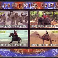 Djibouti 2009 Animal Transport perf sheetlet containing 4 values unmounted mint