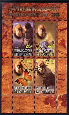 Djibouti 2009 Bicentenary of Charles Darwin perf sheetlet containing 4 values fine cto used