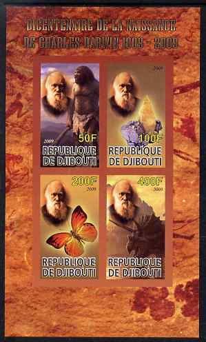 Djibouti 2009 Bicentenary of Charles Darwin imperf sheetlet containing 4 values unmounted mint