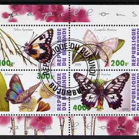 Burundi 2009 Butterflies #1 perf sheetlet containing 4 values fine cto used