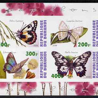 Burundi 2009 Butterflies #1 imperf sheetlet containing 4 values unmounted mint