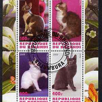 Burundi 2009 Domestic Cats #1 perf sheetlet containing 4 values fine cto used