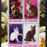 Burundi 2009 Domestic Cats #1 perf sheetlet containing 4 values unmounted mint