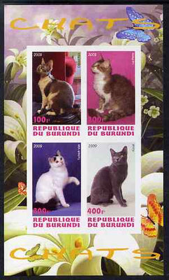 Burundi 2009 Domestic Cats #1 imperf sheetlet containing 4 values unmounted mint