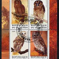 Burundi 2009 Owls perf sheetlet containing 4 values fine cto used