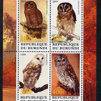 Burundi 2009 Owls perf sheetlet containing 4 values unmounted mint