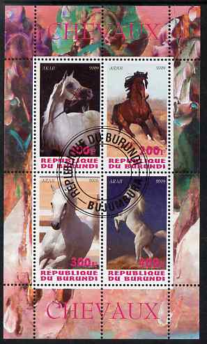 Burundi 2009 Horses perf sheetlet containing 4 values fine cto used