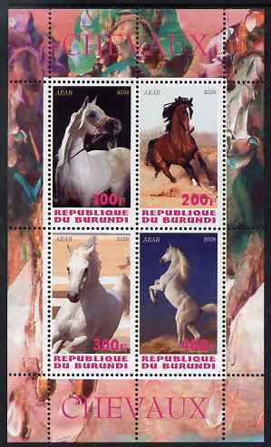 Burundi 2009 Horses perf sheetlet containing 4 values unmounted mint