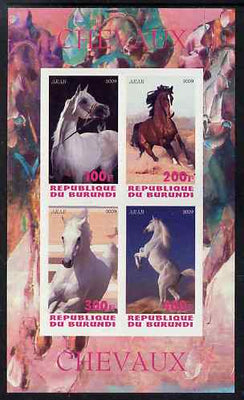 Burundi 2009 Horses imperf sheetlet containing 4 values unmounted mint