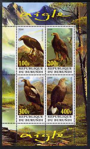 Burundi 2009 Eagles perf sheetlet containing 4 values unmounted mint