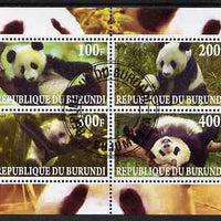 Burundi 2009 Pandas perf sheetlet containing 4 values fine cto used