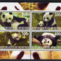 Burundi 2009 Pandas perf sheetlet containing 4 values unmounted mint