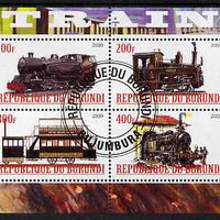 Burundi 2009 Steam Locos #1 perf sheetlet containing 4 values fine cto used