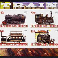 Burundi 2009 Steam Locos #1 imperf sheetlet containing 4 values unmounted mint