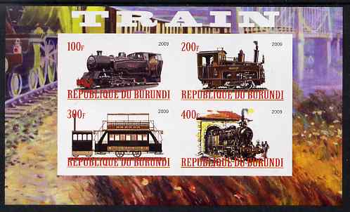 Burundi 2009 Steam Locos #1 imperf sheetlet containing 4 values unmounted mint
