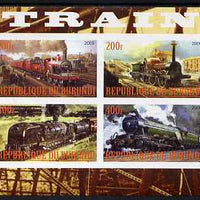 Burundi 2009 Steam Locos #2 imperf sheetlet containing 4 values unmounted mint