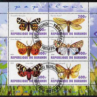 Burundi 2009 Butterflies #2 perf sheetlet containing 6 values fine cto used