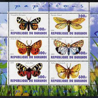 Burundi 2009 Butterflies #2 perf sheetlet containing 6 values unmounted mint