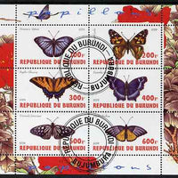 Burundi 2009 Butterflies #3 perf sheetlet containing 6 values fine cto used