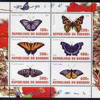 Burundi 2009 Butterflies #3 perf sheetlet containing 6 values unmounted mint
