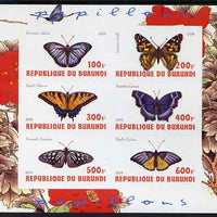 Burundi 2009 Butterflies #3 imperf sheetlet containing 6 values unmounted mint