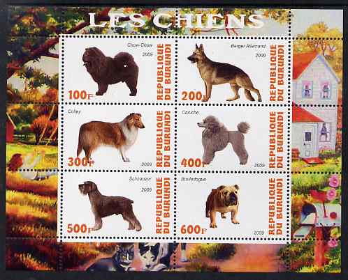 Burundi 2009 Dogs #2 perf sheetlet containing 6 values unmounted mint
