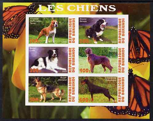 Burundi 2009 Dogs #3 imperf sheetlet containing 6 values unmounted mint
