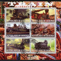 Burundi 2009 Steam Locos #3 perf sheetlet containing 6 values fine cto used