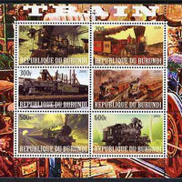 Burundi 2009 Steam Locos #3 perf sheetlet containing 6 values unmounted mint